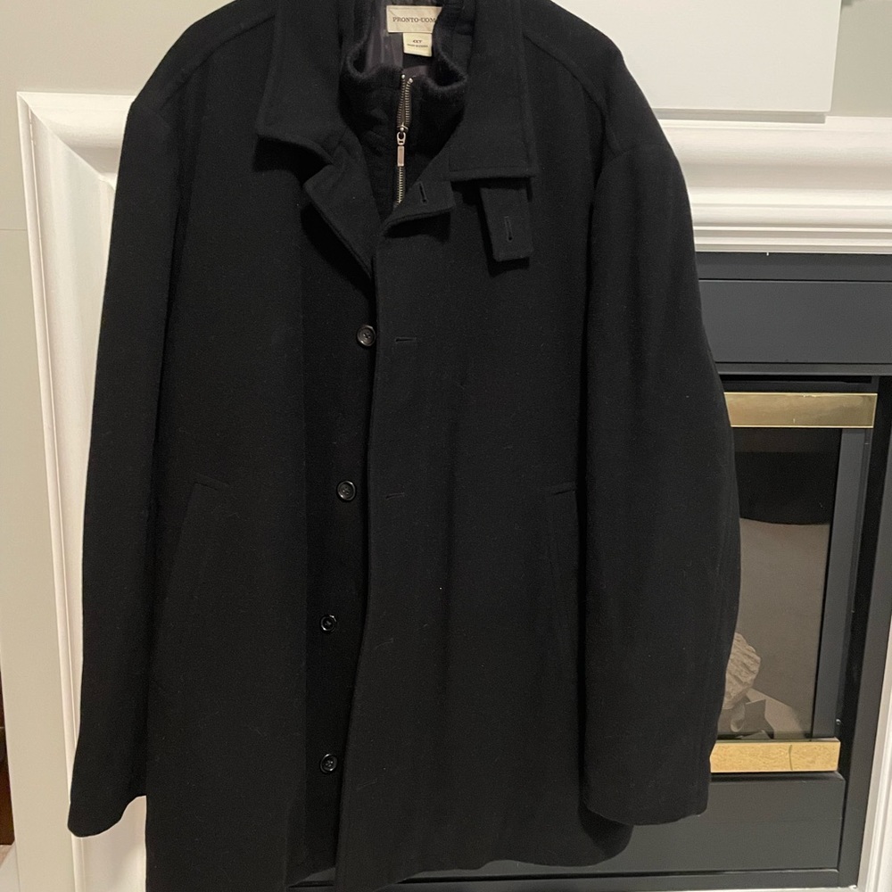 Mens 4XT Pronto-Uomo Black Wool Car Coat